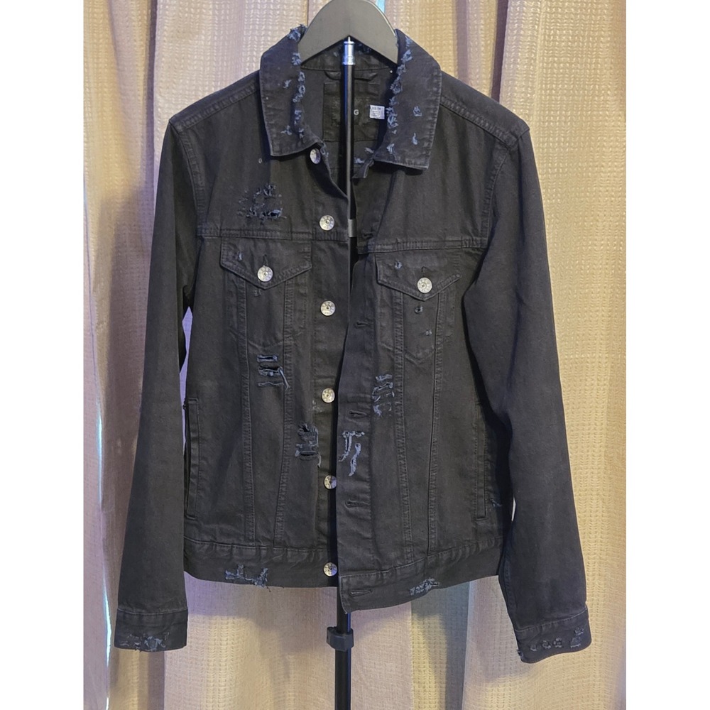 BDG Distressed Denim Jacket Women's Size‎ XS Black Full Button Up